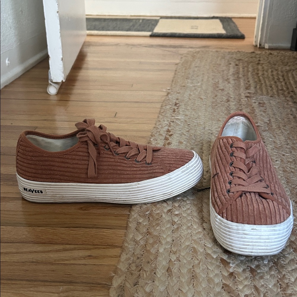 SeaVees Corduroy Sneakers in Brown with White Sole